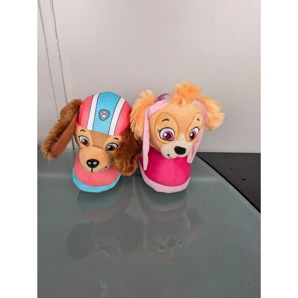 Paw Patrol Skye and Liberty Plush Character Slippers Pink Teal Kids Size 9/10